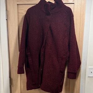 Lands' End Deep Red Zip-Up Cardigan